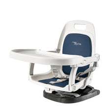 Load image into Gallery viewer, TILLYOU Foldable Baby Booster Seat with Removable Tray, Portable High Chair for Dining Table, Traveling, Adjustable 5-Position Height Baby Chair, Deep Blue