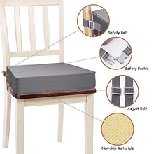 Load image into Gallery viewer, Toddler Booster Seat for Dining Table, PU Washable Double Safe Straps Non-Slip Bottom Booster Seat Dining Toddler, Portable Travel Increasing Cushion (Grey)