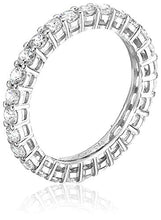 Load image into Gallery viewer, Amazon Essentials Platinum Plated Sterling Silver Round Cut Cubic Zirconia All-Around Band Ring (2.5mm), Size 6