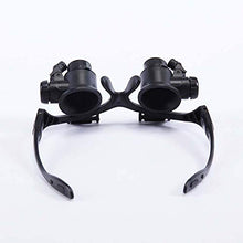 Load image into Gallery viewer, Kumiy 10X 15X 20X 25X Head Mount Magnifier with LED Light, Double Eye Loupe Jeweler Magnifying Glasses with 4 Replaceable Lenses, Watch Repair Magnifier