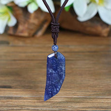 Load image into Gallery viewer, COAI Wolf Tooth Amulet Sodalite Pendant Necklace Adjustable Cord