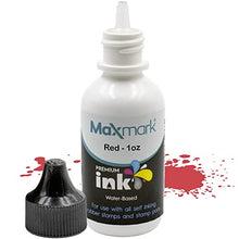 Load image into Gallery viewer, MaxMark Premium Refill Ink for self Inking Stamps and Stamp Pads, Red Color - 1 oz.