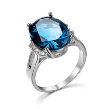 Load image into Gallery viewer, Cutedoumiao Sterling Silver Engagement Wedding Ring with Large Carat Sapphire Cut Cubic Zirconia CZ Gemstones Birthstone Halo Solitaire Engagement Rings (8)