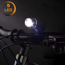 Load image into Gallery viewer, BV Bicycle Light Set Super Bright 5 LED Headlight, 3 LED Taillight, Quick-Release