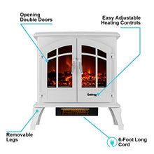Load image into Gallery viewer, e-Flame USA Jasper Freestanding Electric Fireplace Stove - 3-D Log and Fire Effect (White)