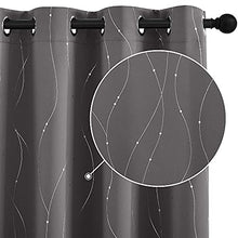 Load image into Gallery viewer, StangH Printed Blackout Curtains 84 inch Length Living Room Thermal Insulated Wave Line Dots Curtains Room Darkening Grommet Curtains for Sliding Glass Door, Grey, W52 x L84-inch, Grey, 2 Panels