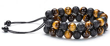 Load image into Gallery viewer, Hamoery 8mm Lava Rock Bead Anxiety Bracelet for Men Women Double Braided Rope Essential Oil Diffuser Bracelet(Lava Tiger Eye)