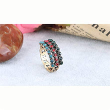 Load image into Gallery viewer, Rings,Eternity Wedding Band Retro Celebrity Style Hollow Inlaid Three-Color Natural Persian Jade Gold-Plated Exquisite Carving Chain Jewelry Wedding and Engagement Ring (Size : 8)