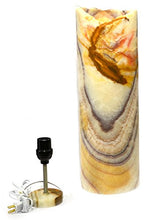 Load image into Gallery viewer, Jupiter Banded Stone Round Lamp, 18" Tall, Carved from Real North American Onyx - The Artisan Mined Series by hBAR