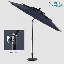 Load image into Gallery viewer, PHI VILLA 10ft Patio Umbrella Outdoor 3 Tier Vented Table Umbrella with 8 Sturdy Ribs (Dark Blue)