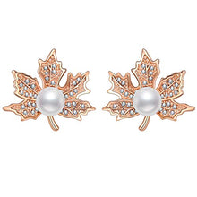 Load image into Gallery viewer, Jewever 925 Sterling Silver Gold Plated Pearl Phoenix Tree Ear Studs Leaf Earrings for Women Jewelry Gift