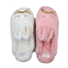 Load image into Gallery viewer, Cute Bunny Fuzzy Slippers |Warm Animal Memory Foam Rabbit Plush |Women Indoor Outdoor Bedroom Slippers (US 5-6, Pink)