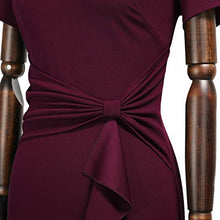 Load image into Gallery viewer, AISIZE Women 50s Vintage Ruffle Peplum Cocktail Pencil Knee Dress Large Burgundy