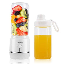 Load image into Gallery viewer, iOCSmart Portable Blender USB Rechargeable, Wireless Electric Personal Juicer Blender for Shakes and Smoothie with 2 Juicer Cup Travel Bottle, 4000mAh High Capacity Batteries (White)
