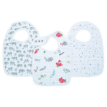 Load image into Gallery viewer, aden + anais Snap Baby Bib, 100% Cotton Muslin, 3 Layer Burp Cloth, Super Soft & Absorbent for Infants, Newborns and Toddlers, Adjustable with Snaps, 3 Pack, Naturally