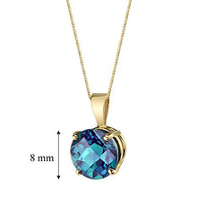Load image into Gallery viewer, Peora Created Alexandrite Pendant in 14 Karat Yellow Gold, Classic Solitaire, Round Shape, 8mm, 2.35 Carats total