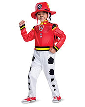Load image into Gallery viewer, Paw Patrol Marshall Costume Hat and Jumpsuit for Boys, Deluxe Paw Patrol Movie Character Outfit with Badge, Toddler Size Medium (3T-4T)
