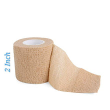 Load image into Gallery viewer, 12 Bulk Pack Cohesive Tape, Self Adherent Wrap 2 Inches X 5 Yards - Self Adhesive Bandage Medical Vet Wrap for First Aid, Sports Protection and Wrist, Ankle Sprains & Swelling