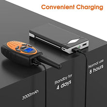 Load image into Gallery viewer, Topsung Walkie Talkies for Adults,Rechargeable Walkie Talkie with 12 X 1000Mah Batteries and Charger,Portable Two Way Radio Up to 3 Miles for Camping Fishing and Hunting (Purple Camo Orange Blue)