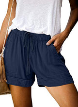 Load image into Gallery viewer, Womens Comfy Drawstring Casual Elastic Waist Pocketed Loose Fit Shorts L Grey