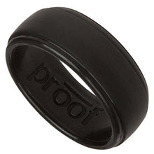Load image into Gallery viewer, proof Men's Silicone Wedding Ring Protects Your Hands & Proves Your Commitment with Unique, Sleek Design for Your Active Lifestyle (Black, 13)