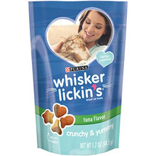 Load image into Gallery viewer, PURINA Whisker Lickin's Cat Treats, Crunchy & Yummy Tuna Flavor - 1.7 oz. Pouch, Blue/Green (00017800172622)
