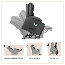 Load image into Gallery viewer, Flamaker Power Lift Recliner Chair PU Leather for Elderly with Massage and Heating Ergonomic Lounge Chair for Living Room Classic Single Sofa with 2 Cup Holders Side Pockets Home Theater Seat (Black)