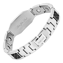 Load image into Gallery viewer, Willis Judd DAD Titanium Magnetic Bracelet with Carbon Fiber Engraved Love You Dad Adjustable Gift Box Included