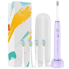 Load image into Gallery viewer, Sonic Electric Toothbrush, Travel Rechargeable Toothbrush for Adults Kids with 5 Modes and 3 Intensity Levels, Waterproof, USB Fast Charging, Smart Timer & Travel Case Included-Purple