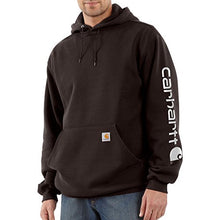Load image into Gallery viewer, Carhartt Men's Midweight Sleeve Logo Hooded Sweatshirt (Regular and Big & Tall Sizes), Black, Large