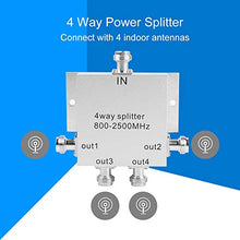 Load image into Gallery viewer, Bewinner 4-Way Power Splitter 800-2500MHz N Type Mobile Cell Phone Power Splitter Signal Repeater Amp Power Divider Connect with 4 Indoor Antennas, Low Noise & High Performance
