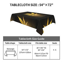 Load image into Gallery viewer, Golden Cannabis Print Rectangle Tablecloth - 54"X72" Inch - Stain & Waterproof & Wrinkle Resistant Washable Polyester Tablecloth, for Buffet Parties, Wedding and Camping