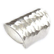 Load image into Gallery viewer, Hammered Shiny Handmade Sterling Silver Large Long Boho Statement Ring, Wide Band Wrap Adjustable to Sizes 6-12,Also as Thumb Ring, Gift for Her