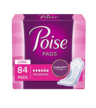 Load image into Gallery viewer, Poise Incontinence Pads, Maximum Absorbency, Long, 84 Count (2 Packs of 42) (Packaging May Vary)