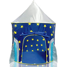 Load image into Gallery viewer, LINGLING Play Tent with Crawl Tunnel-Space Themed Pretend Play Tent-Space Play House-Spaceship Tent for Kids-Foldable Pop Up Star Play Tent Blue