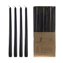 Load image into Gallery viewer, Mega Candles 12 pcs Unscented Black Taper Candle, Hand Poured Wax Candles 10 Inch x 7/8 Inch, Home Décor, Wedding Receptions, Baby Showers, Birthdays, Celebrations, Party Favors & More