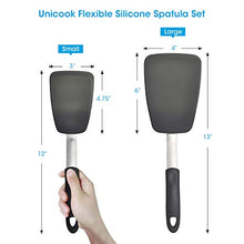 Load image into Gallery viewer, Unicook 2 Pack Flexible Silicone Spatula, Turner, 600F Heat Resistant, Ideal for Flipping Eggs, Burgers, Crepes and More, Black