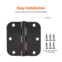 Load image into Gallery viewer, Amazon Basics Rounded 3.5 Inch x 3.5 Inch Door Hinges, 18 Pack, Matte Black