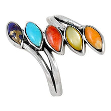 Load image into Gallery viewer, Sterling Silver Ring Genuine Turquoise & Gemstones (Multi-Gemstones, 6)
