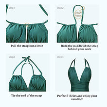 Load image into Gallery viewer, Smismivo Women's Tummy Control Swimwear Plus Size Halter One Piece Retro Swimsuit Sexy Ruched Vintage Slimming Bathing Suit Black