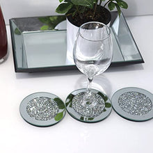 Load image into Gallery viewer, GIMORRTO Glass Mirrored Coaster 4 PC , Crushed Diamond Round 4" Cup Mat Decor on Tabletop for Bar Tools Dining Table
