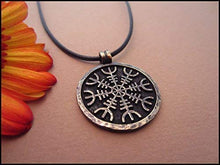 Load image into Gallery viewer, Helm of Awe Necklace Handcrafted Viking Protection Symbol Aegishjalmur Norse Viking Jewelry for Men and Women