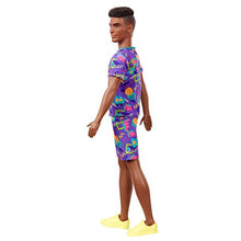 Load image into Gallery viewer, Barbie Ken Fashionistas Doll #162 with Rooted Brunette Hair Wearing Graphic Purple Top, Shorts & Yellow Shoes, Toy for Kids 3 to 8 Years Old