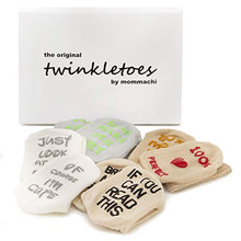 Load image into Gallery viewer, Baby Socks Gift Set - Unique Baby Shower or Newborn Present | Cute Fun Quotes for boys & girls 4 Pairs 3 - 15 mnths