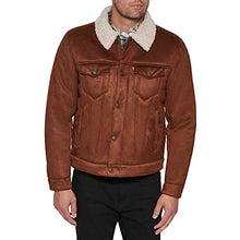 Load image into Gallery viewer, Levi's Men's Faux Leather Sherpa Lined Trucker Jacket, Brown Faux Shearling, Small