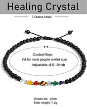 Load image into Gallery viewer, Jewever 7 Chakra Ankle Bracelets for Women Beach Foot Healing Crystals Lava Rock Essential Oils Diffuser Worry Stone Energy Balancing Meditation Yoga gifts