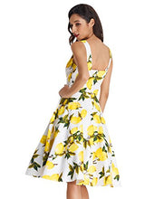 Load image into Gallery viewer, Belle Poque 1950s Retro Party Yellow Lemon Print Homecoming Dress L BP416-3