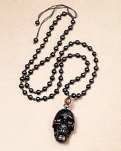 Load image into Gallery viewer, Jewever Black Obsidian Skull Necklace Pendant for Women Men Crystal Hand Carved Reiki Healing Stone Statue Gemstones and Crystals Fine Art Jewelry