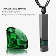 Load image into Gallery viewer, XSMZB Crystal Cremation Urn Jewelry Cube Memorial Ashes Necklace Pendant Keepsake- Black Birthstone Series(Green)