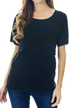 Load image into Gallery viewer, Smallshow 3 Pcs Maternity Nursing T-shirt Modal Short Sleeve Nursing Tops Brown/Black/Grey,Medium
